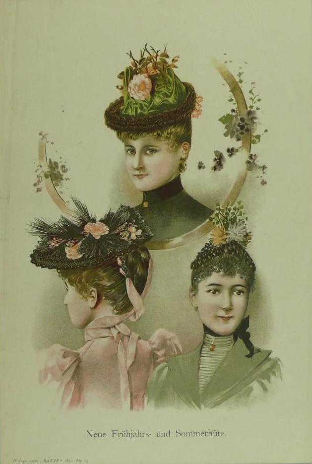 Das Foto zeigt die neuesten Sommerhüte von 1893